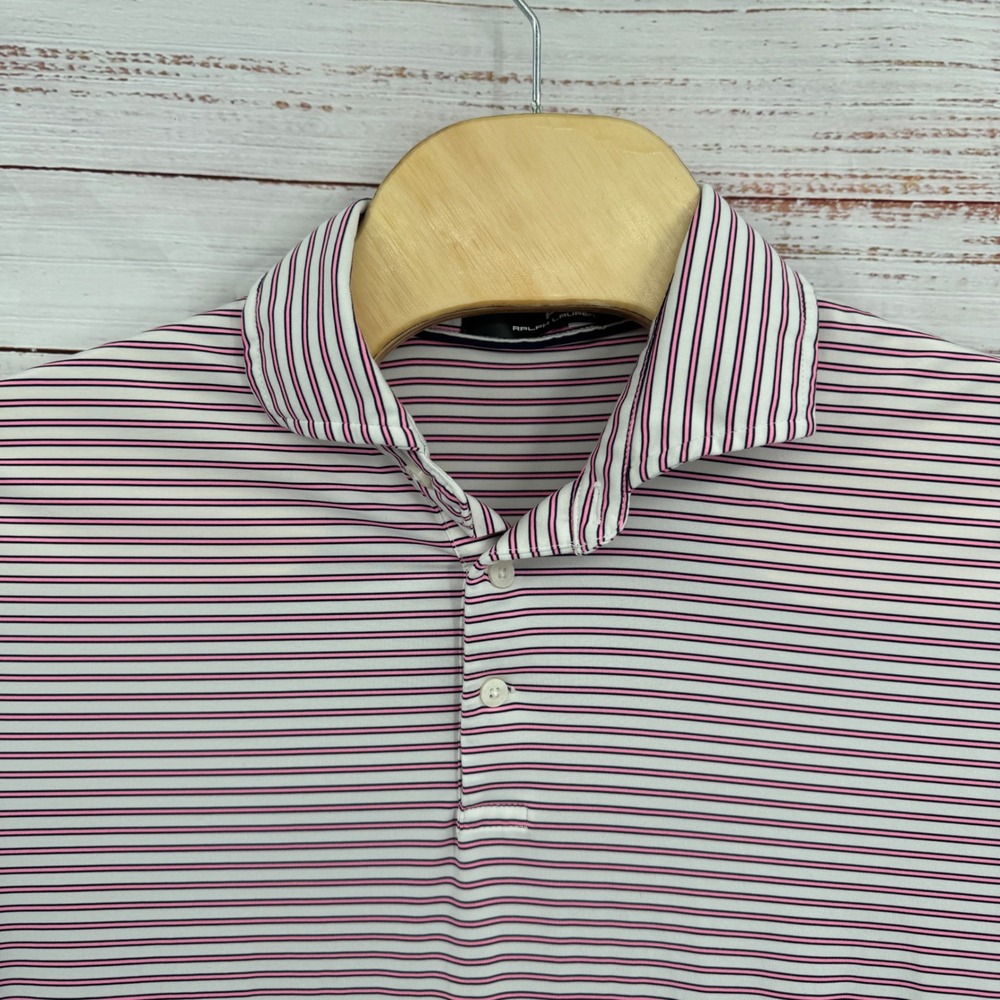 RLX Ralph Lauren Golf Polo Shirt Mens Large Striped Short‎ Sleeve Performance